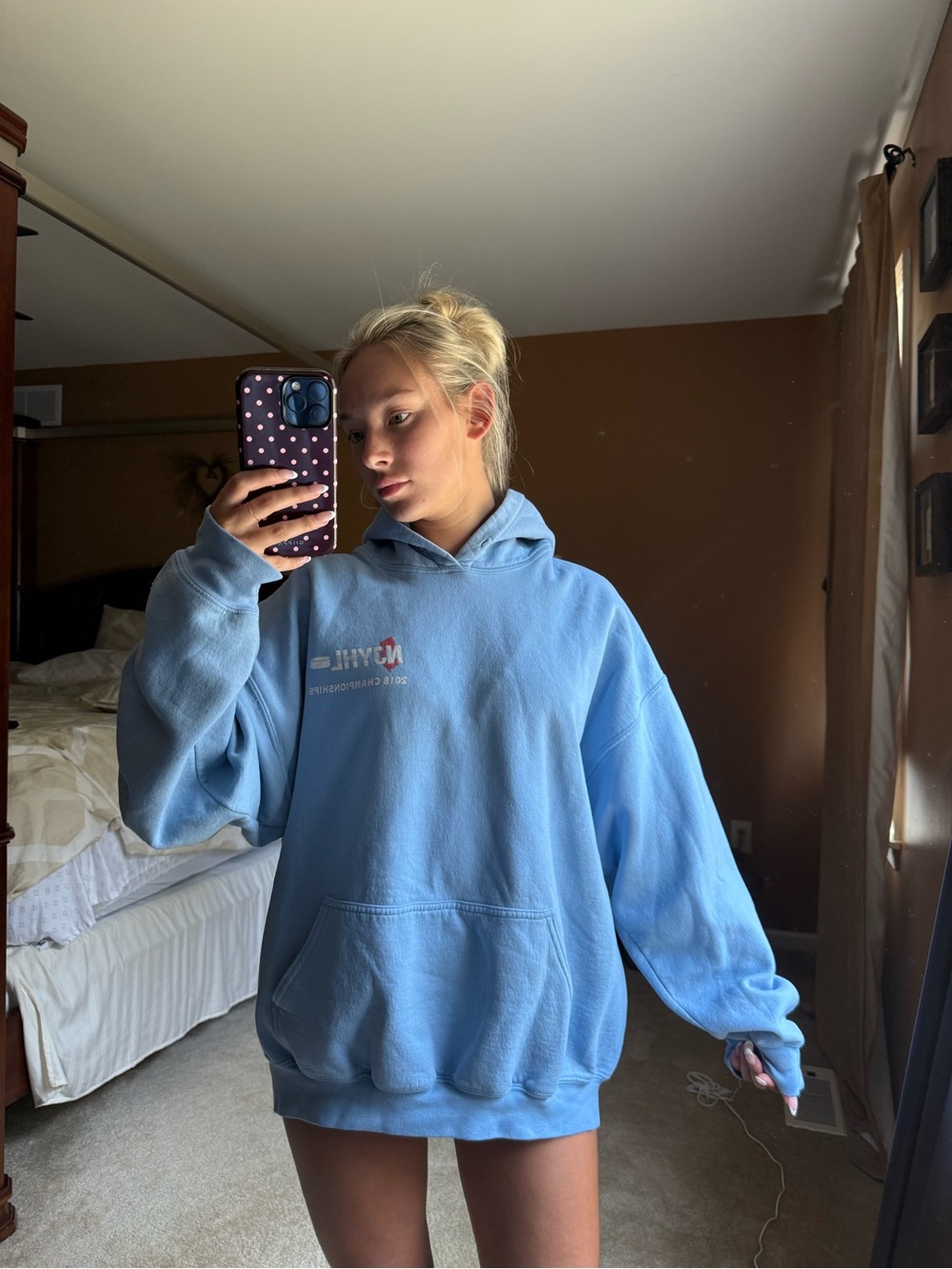 Light Blue Oversized Hoodie with Subtle Logo